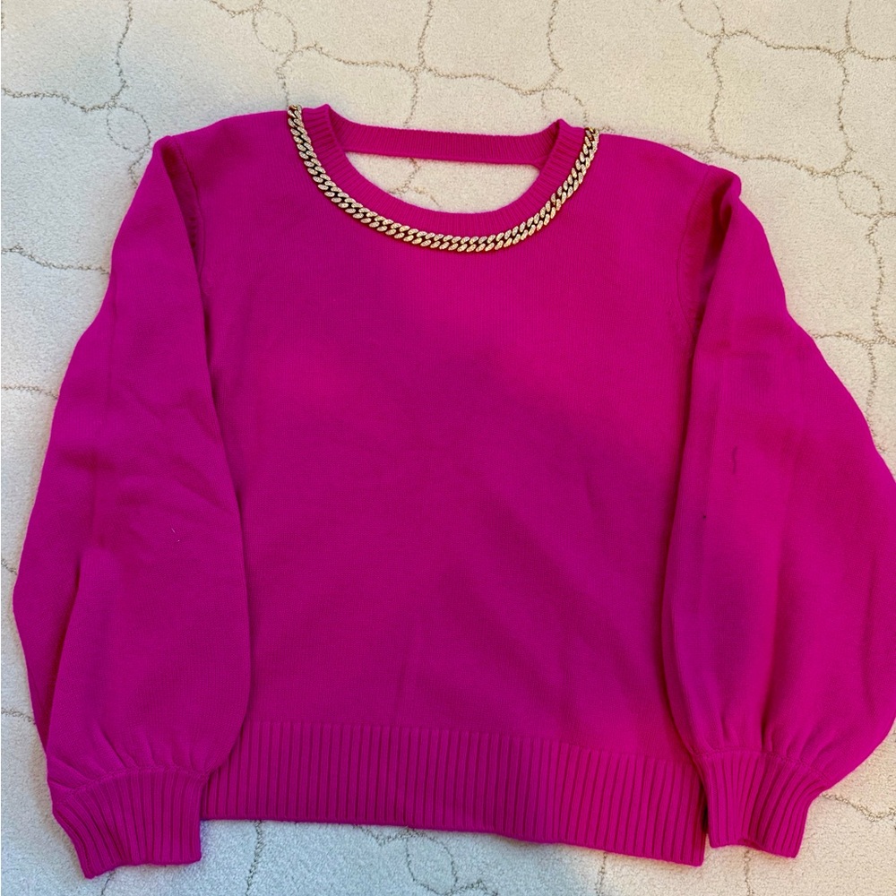 Generation Love Jake Hot Pink Chain Neck Sweater NWT Size XL